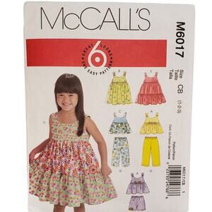 McCalls Sewing Pattern Toddler Dresses Tops Shorts Pants Childrens UNCUT